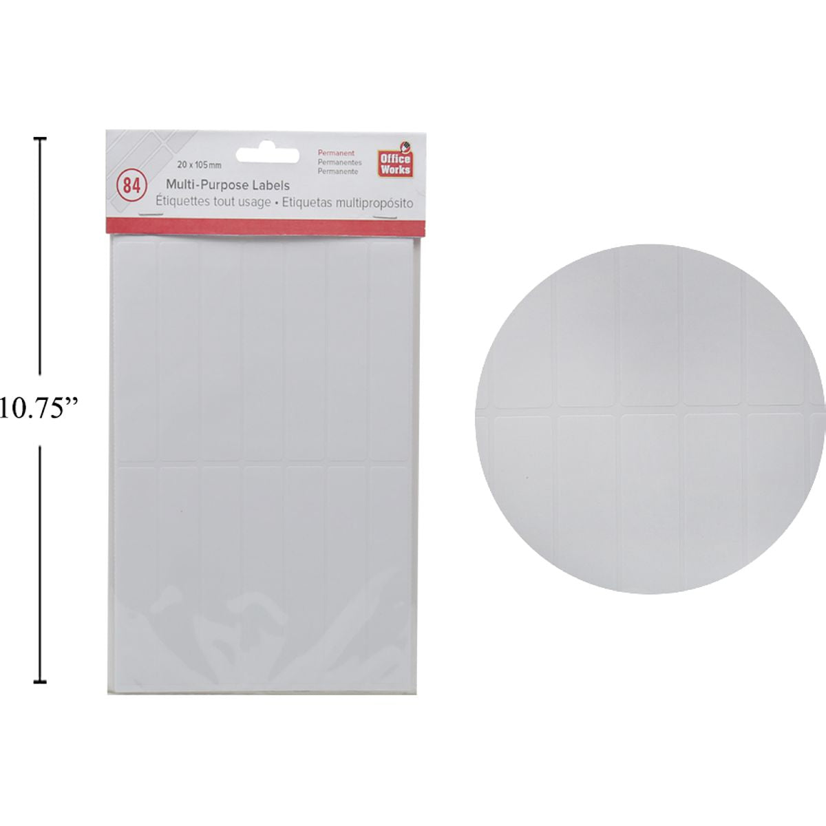 Etiqueta multipropósito, 84 piezas 20x105 mm, PBH