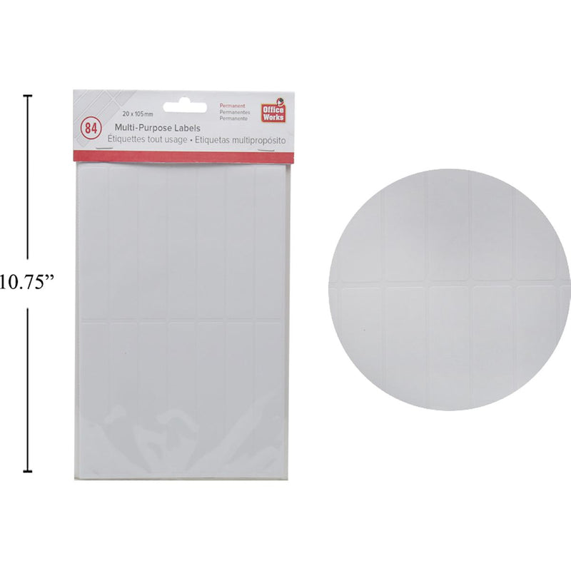 Etiqueta multipropósito, 84 piezas 20x105 mm, PBH
