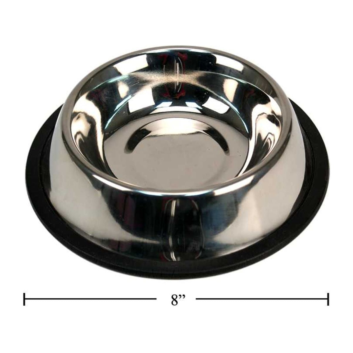 Tazón para mascotas de 8 "de diámetro S / S con goma antideslizante