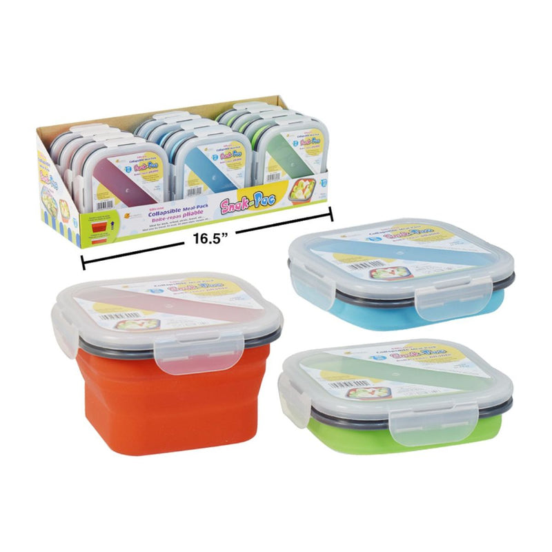 Snak-Pac Envase de comida de silicona de 780 ml, plegable, hermético (colores variados al azar)