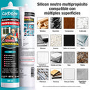 Silicón Neutro Gris Multipropósito Resistente a rayos UV 300 ml Calidad Profesional. Sellador Silicona.