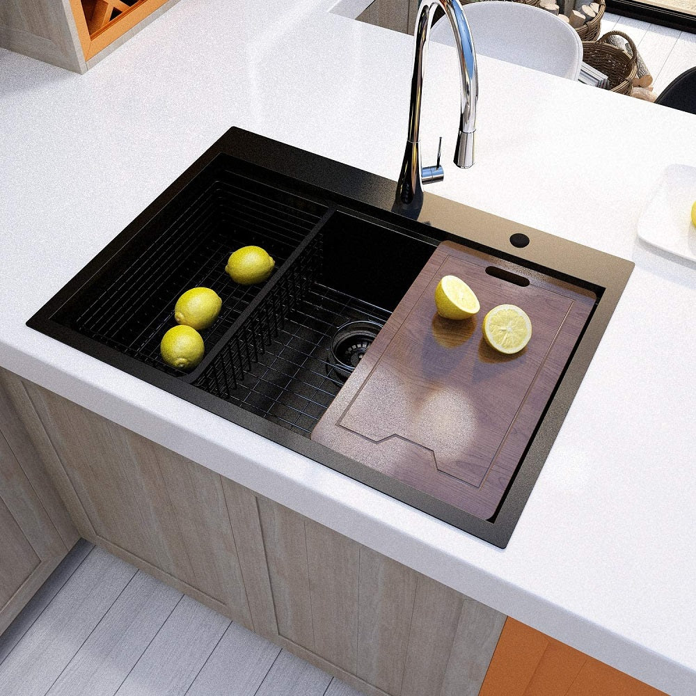 Fregador de Acero Inoxidable 30" X22" X10" color negro plomo