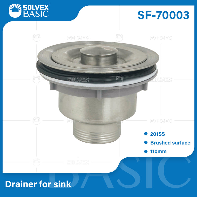 Desagüe Para Fregador 110mm En Acero Inoxidable. Drenaje Con Coladera Acabado Cepillado.