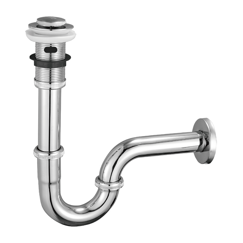 Desagüe y Sifón para Lavamanos 1 1/4". Trampa en U con Tubo de Acero Inoxidable.