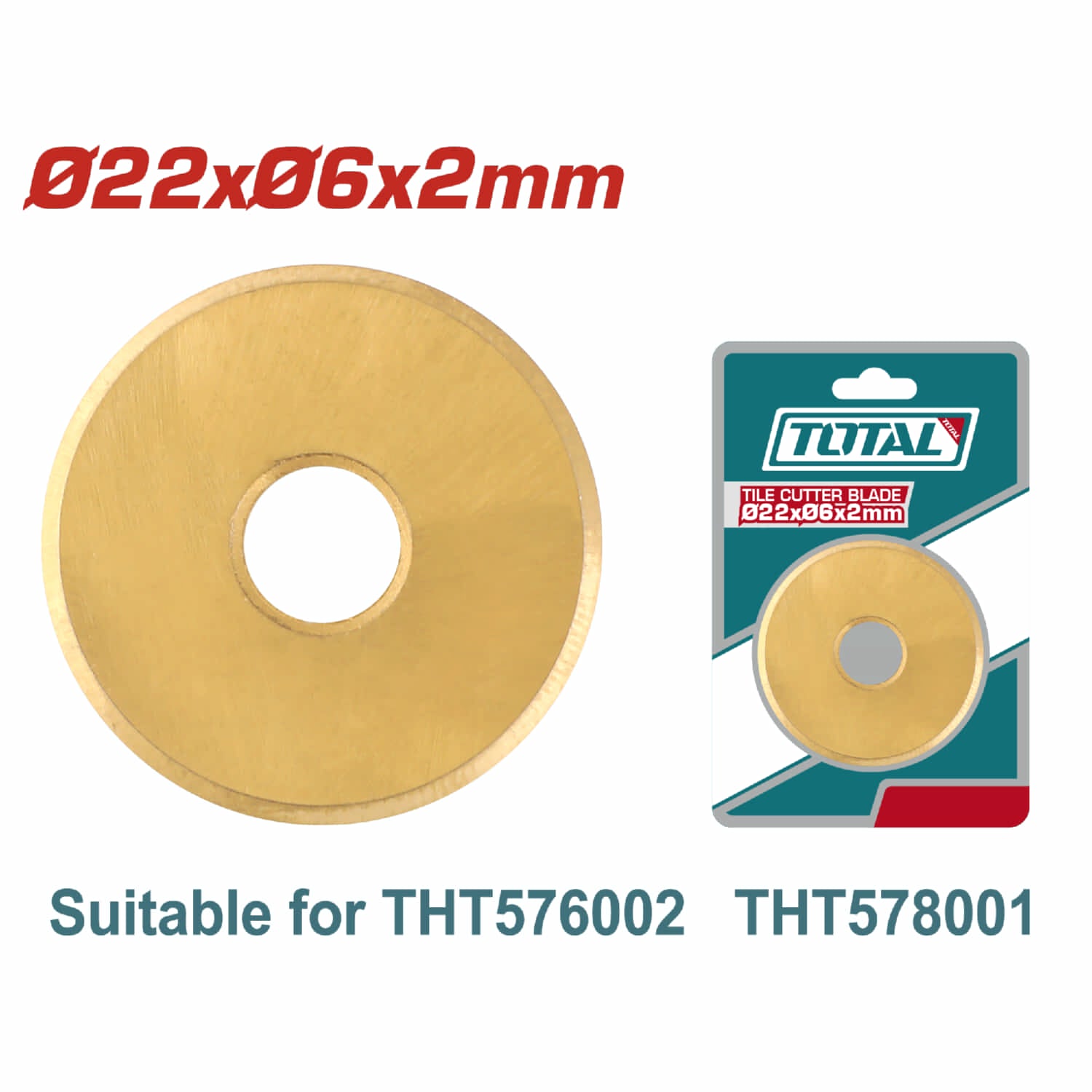 Rueda de repuesto para cortadora de azulejos y baldosas. Ø22xØ6x2mm Carburo de tungsteno. Compatible con THT576002 THT578001