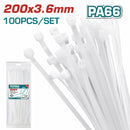 100 Zunchos de nylon 200mm x 3.6 mm.