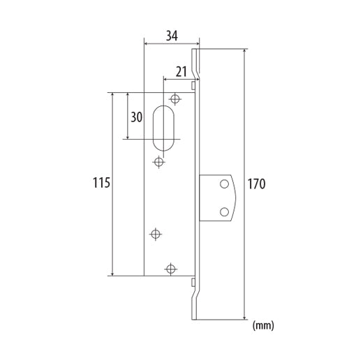 Cerradura de paleta para perfil angosto, con placa aluminio, doble cilindro ovalado con 3 llaves. Co