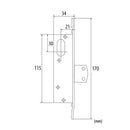 Cerradura de paleta para perfil angosto, con placa aluminio, doble cilindro ovalado con 3 llaves . C