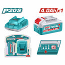 Batería 4.0Ah Indicador LED y Cargador 20V Salida 2A. Se vende en par.  Compatible con Herramientas P20S