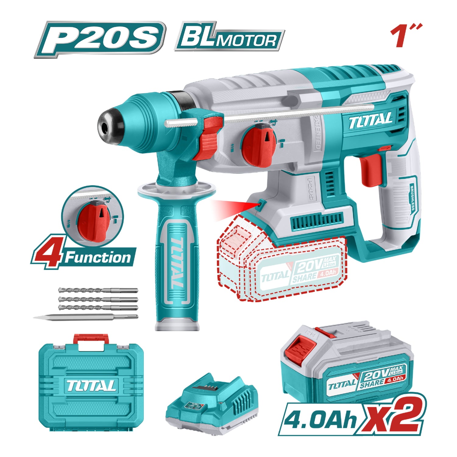 Bubu② J726 Taladro Rotomartillo 800W. Voltaje: 110-120V. Incluye 3 Brocas De Conc