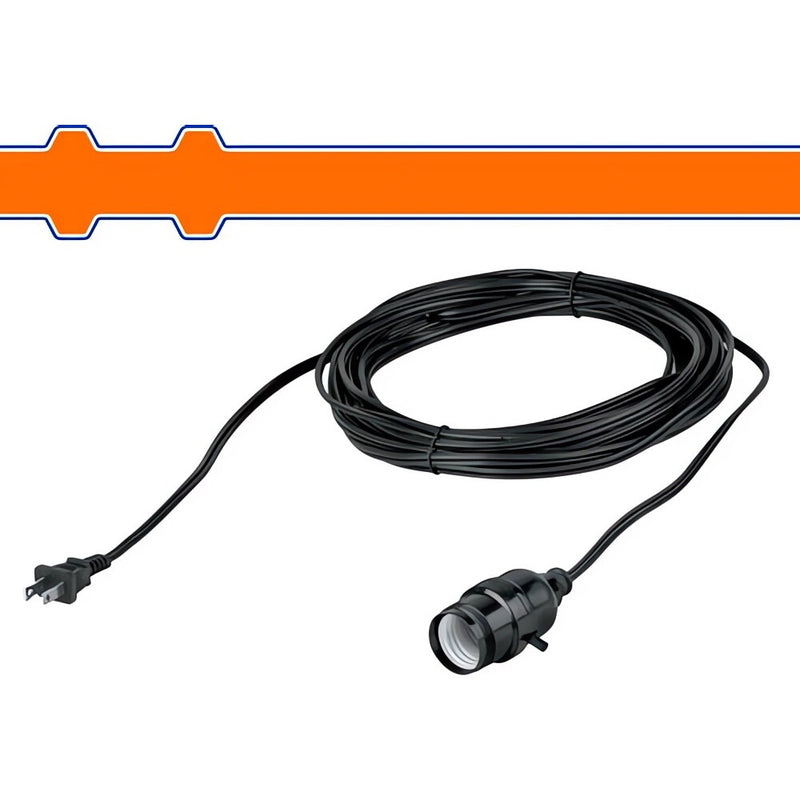 Extensión Eléctrica Polarizada con Socket para foco Long: 10m. 2x18AWG. Base E27.CCA
