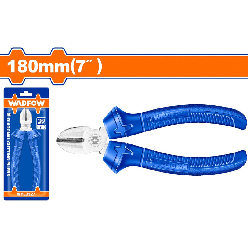 Alicate de corte diagonal 7"/180mm. Pulido y antióxido. Con mango de color.