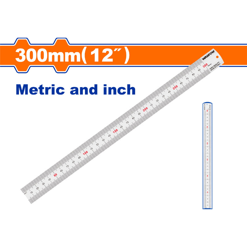 Regla de Acero de 12" Mide Metros y Pulgadas.