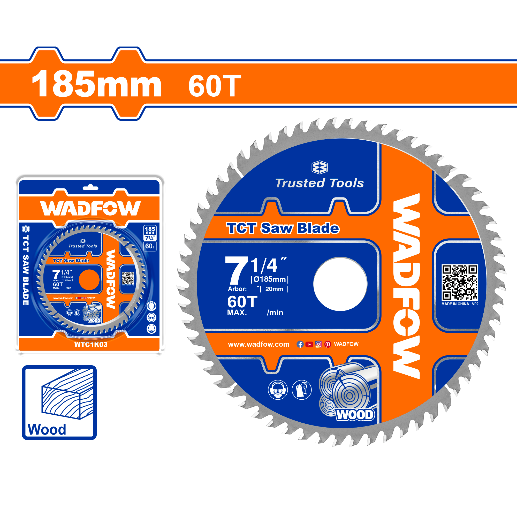 Disco De Corte Sierra TCT 7-1/4" 60T Anillo Reductor 16mm Corte De Madera. Ideal Sierra Circular.