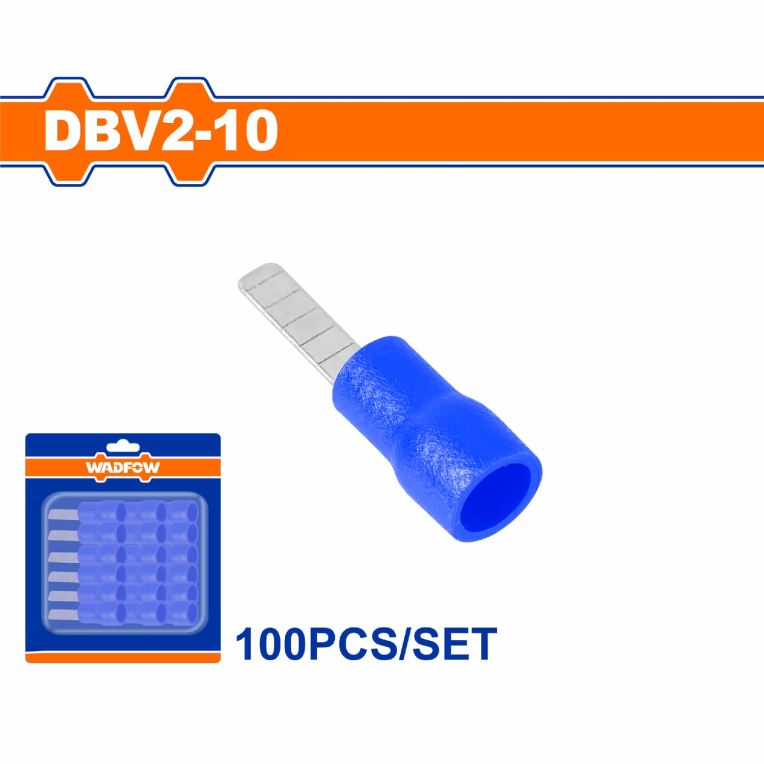 Terminales conectores para cables eléctricos DBV2-10 Set 100 pzas Color azul Crimpado eléctrico.