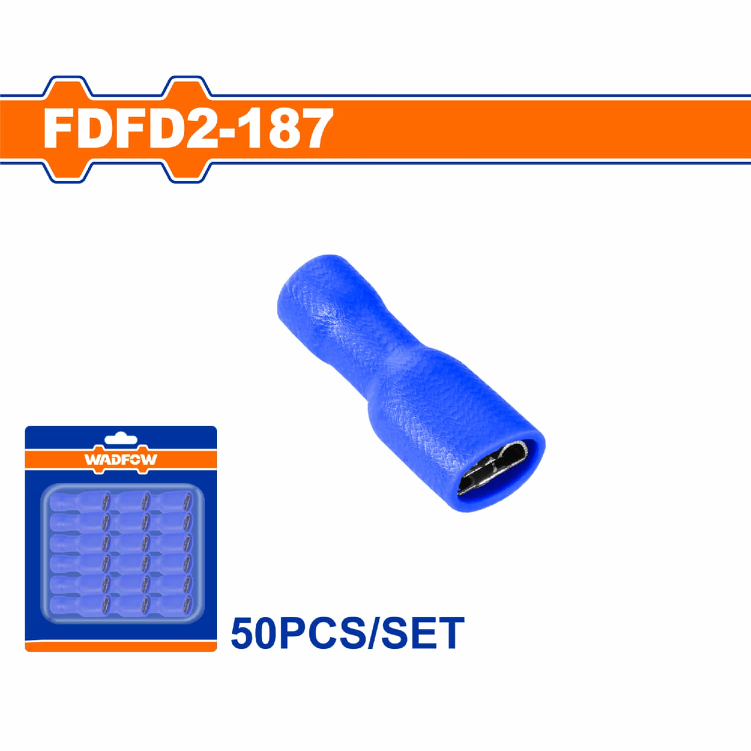 Terminales conectores para cables eléctricos FDFD2-187 Set 50 pzas Color azul Crimpado eléctrico.
