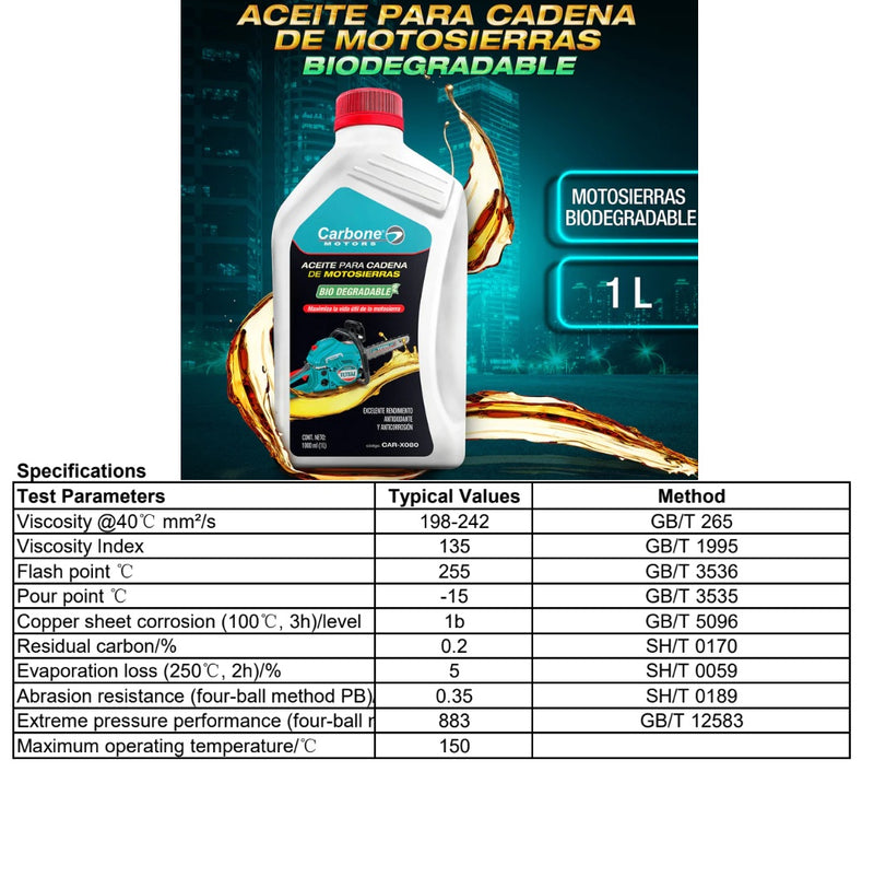 Aceite para cadena de motosierras Biodegradable 1 litro CARBONE