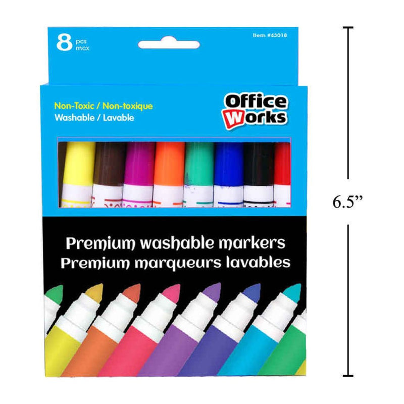 Marcadores Premium  de 8 piezas, lavables, caja de color