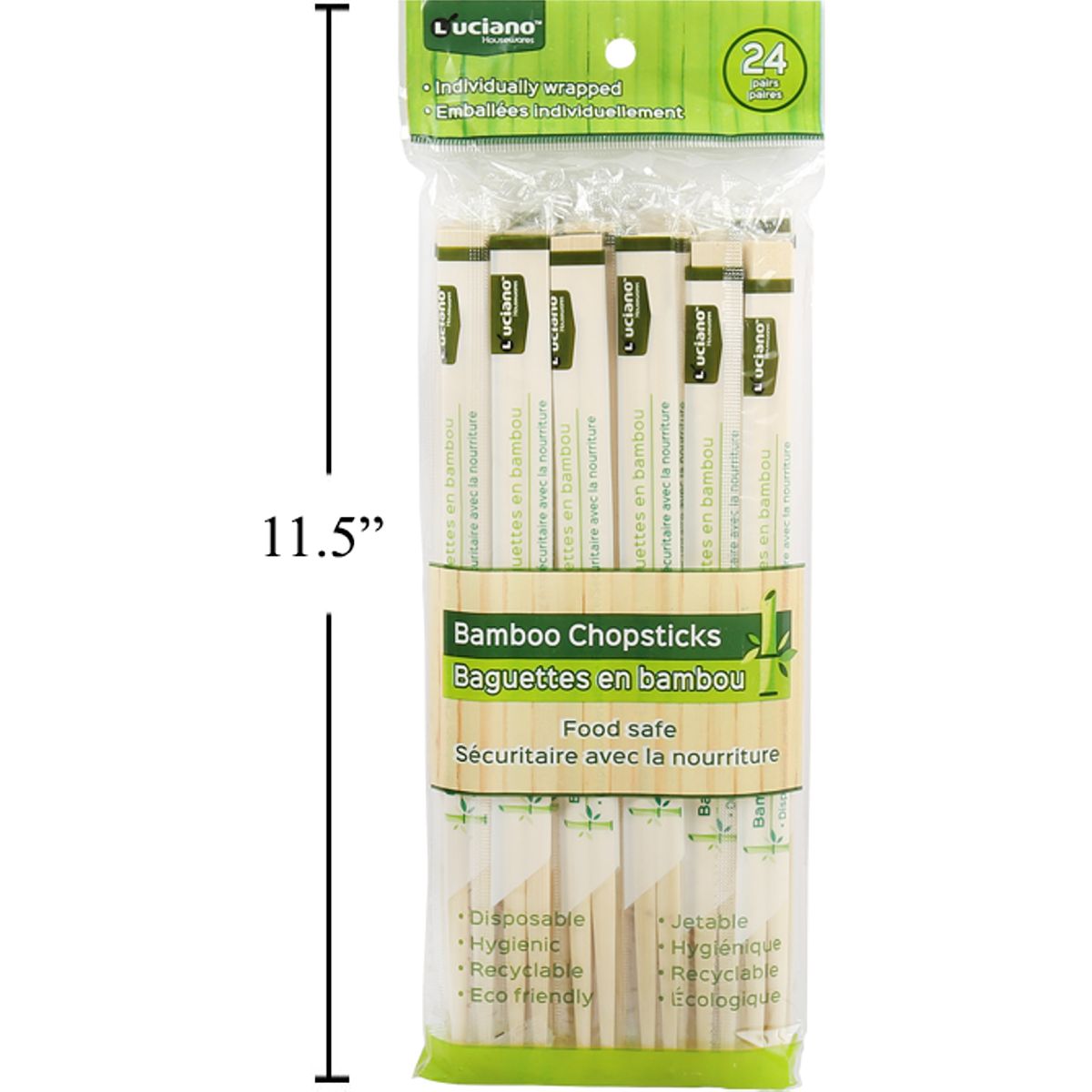 Palillos chinos de bambú desechables Luciano de 24 pares. Chopsticks