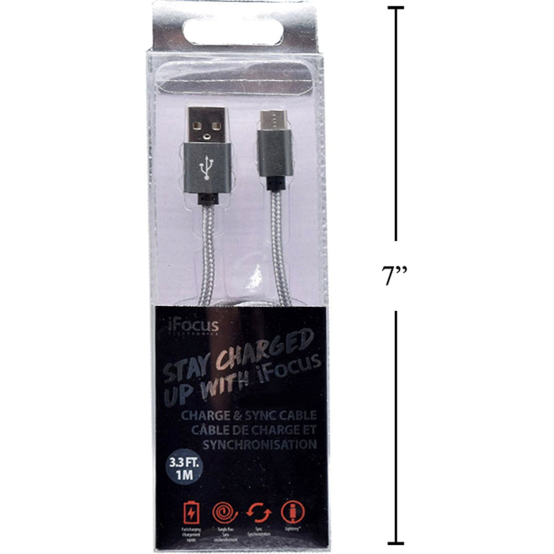 iFocus, cable de carga y sincronización 1M tipo C, gris, caja de pvc + bandeja