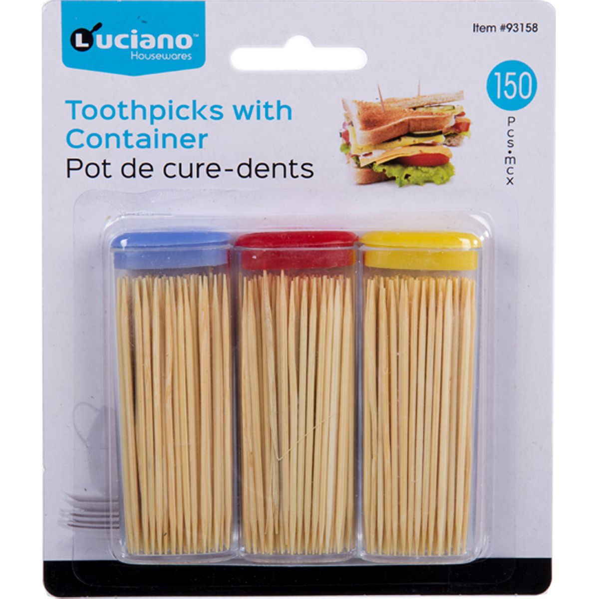 Luciano Palillos de dientes con contenedor, paquete de 3, 50 piezas