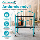 Andamio Plegable de Acero con Ruedas Giratorias con Freno y dos Plataformas. Capacidad 225 kg. Espesor 1.5mm. Color Turquesa