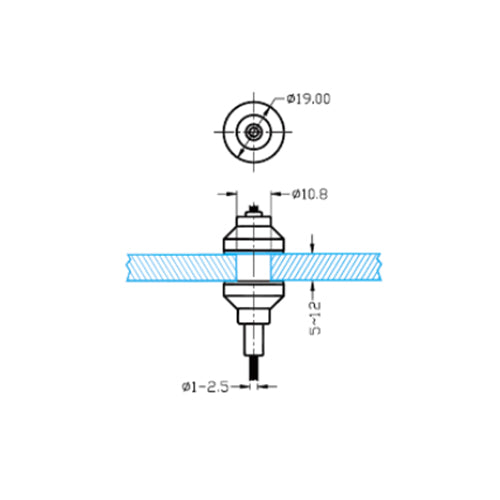 Soporte horizontal para repisas de vitrinas con cable.