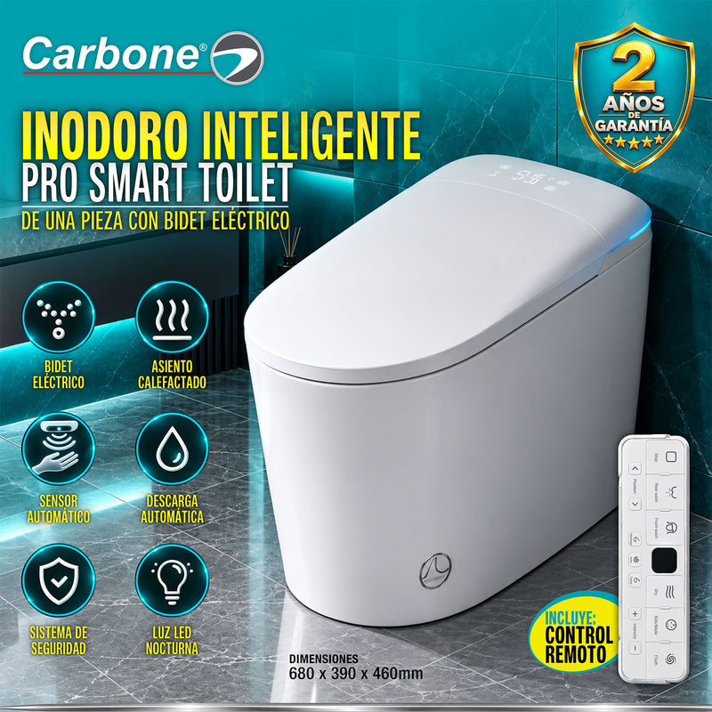 Inodoro Inteligente Pro Smart Toilet One Piece con Bidet Eléctrico 110V/60Hz manual y Control Remoto Multifunción Diseño Premium Alta calidad 680X390X460mm