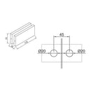 CONECTOR DOBLE DE VIDRIO - VIDRIO. SATINADO