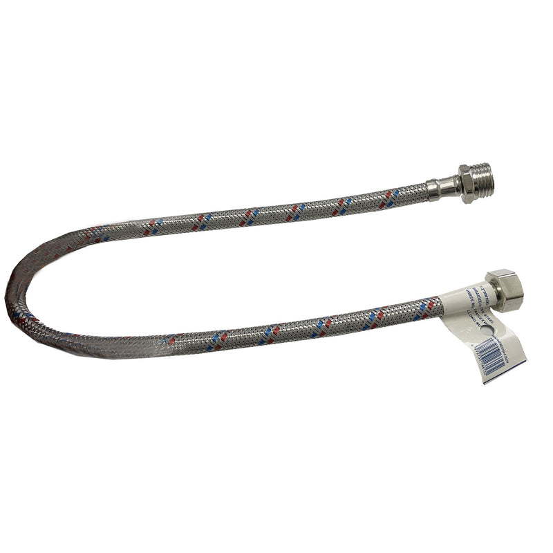 Tubo de abasto para grifo hembra 1/2" X Macho 1/2" X 24" flexible acero inoxidable, NESSATI.