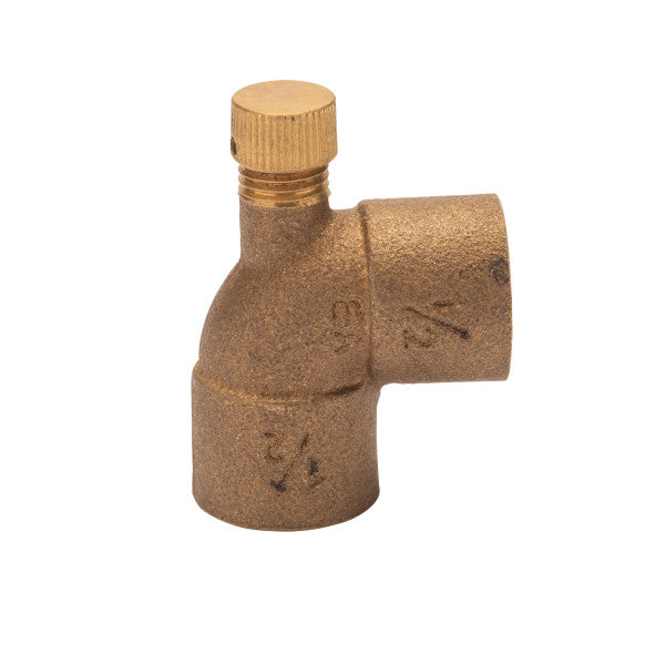 Codo de 90° de cobre con drenaje (1/2")