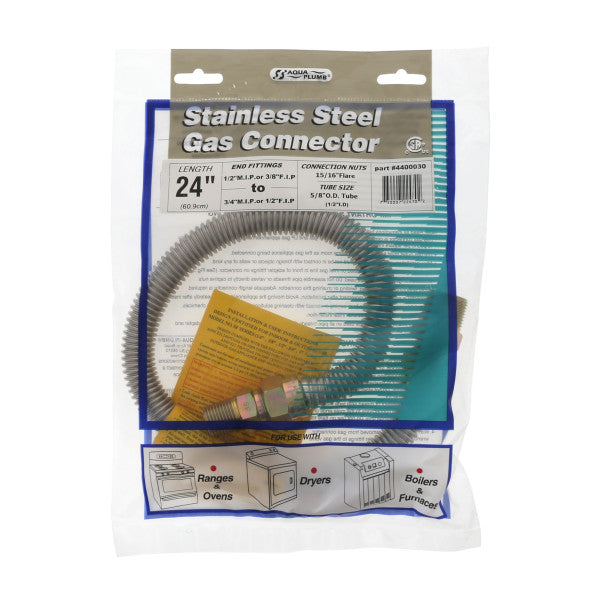 Manguera macho x macho para gas de 1/2" x 3/4" x 24"