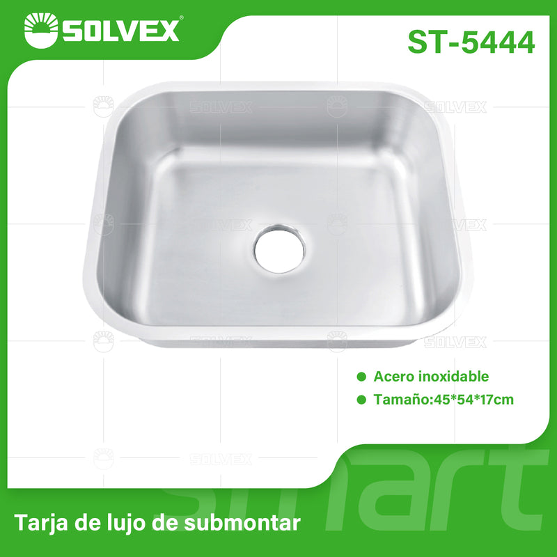 fregador de Cocina Submontar 45x54x17cm. Acero Inoxidable. Superficie Cepillada.