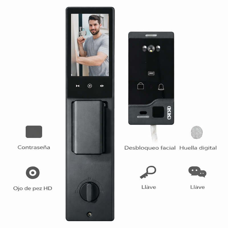 Cerradura de puerta inteligente con reconocimiento facial 3D Smart Lock de seguridad Video Huella contraseña app fácil de instalar