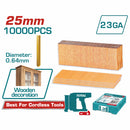 Pines sin Cabeza 25mm - 10000 Pzas. 23GA Ideal para Clavadora TCBNLI3606