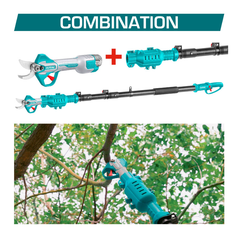 Poste podador Extensible 16V para máquinas 1.7m-2.2m Compatible con tijeras de podar TSSLI16258 TSSLI162581 Batería y cargador por separado.