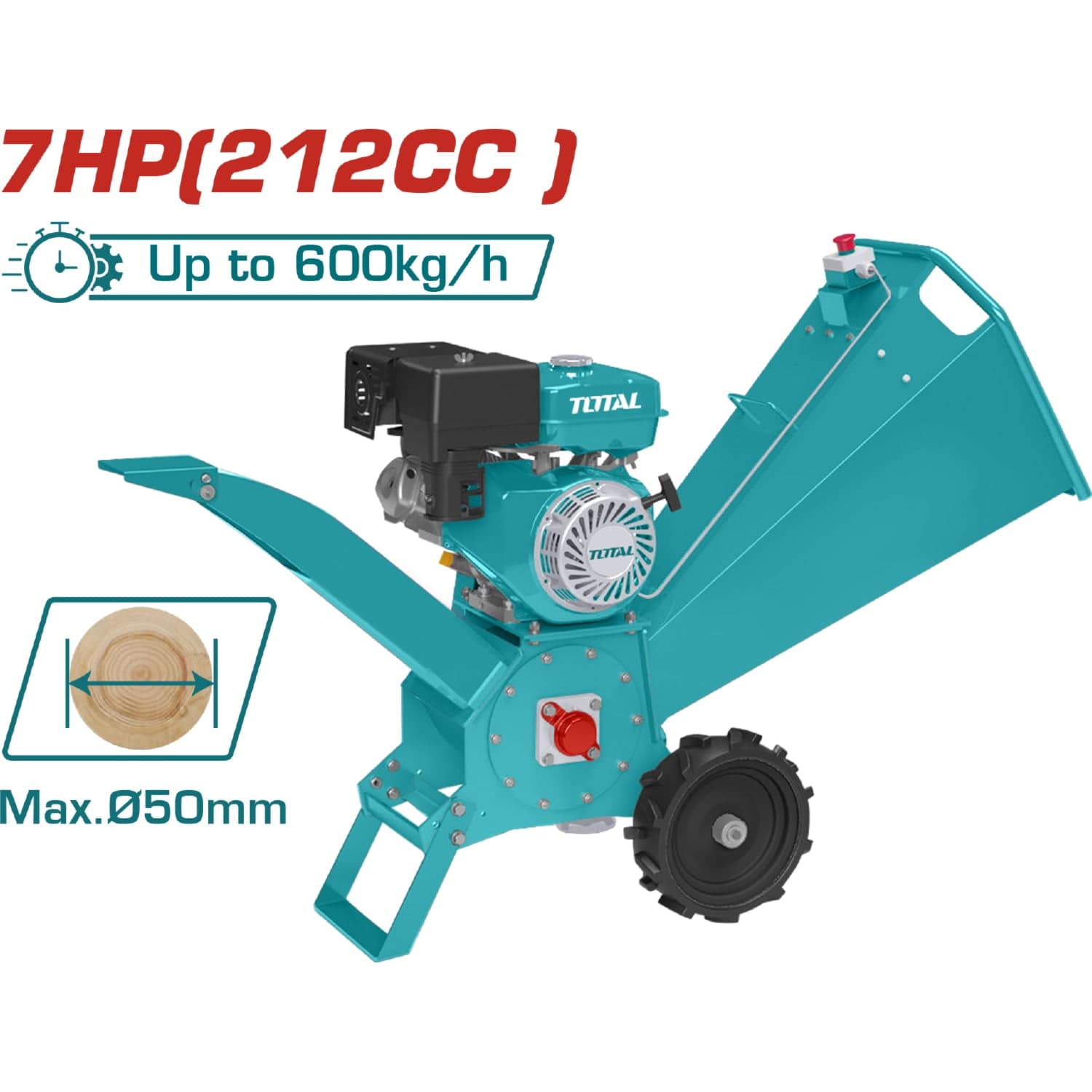 Chipeadora Picadora De Madera Biotrituradora. Capacidad (2")50Mm. 7HP. Potencia Max. 4.5KW/3600Rpm.