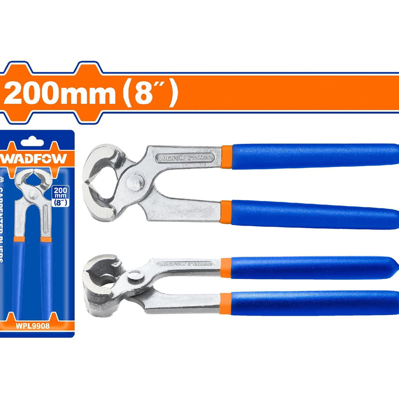 Alicate de Carpintero 200mm(8") Pulido y antióxido. Con mango de plástico.