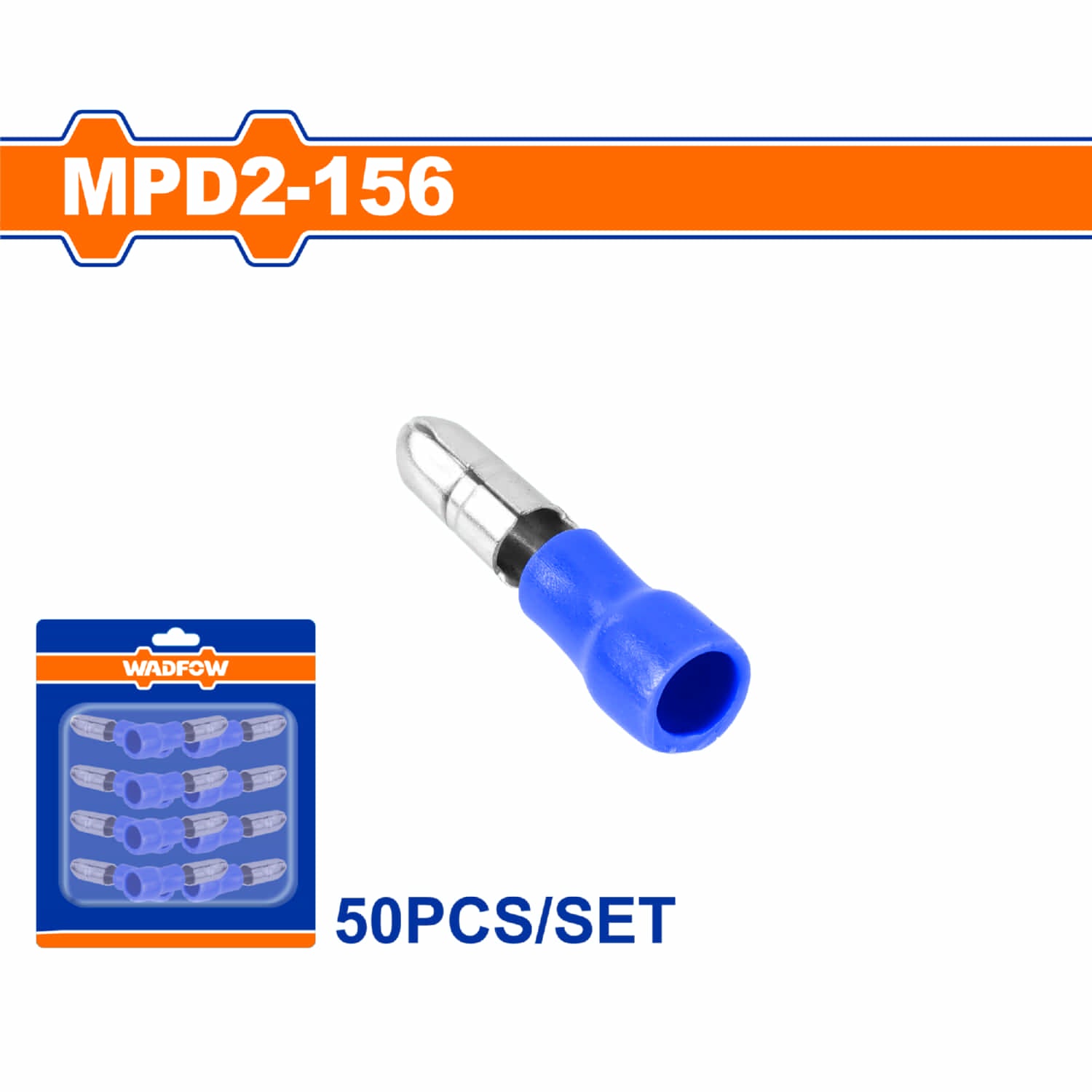 Terminales conectores para cables eléctricos MPD2-156 Set 50 pzas Color azul Crimpado eléctrico.