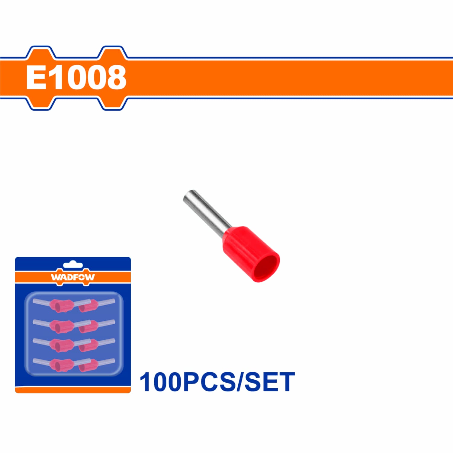 Terminales conectores para cables eléctricos E1008 Set 100 pzas Color rojo Crimpado eléctrico.