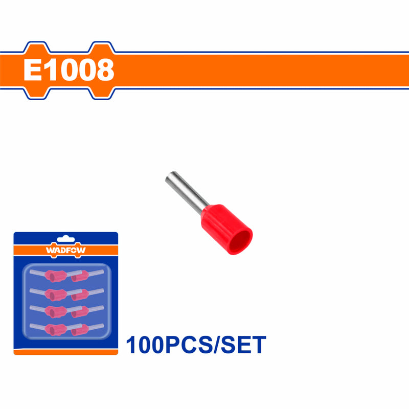 Terminales conectores para cables eléctricos E1008 Set 100 pzas Color rojo Crimpado eléctrico.