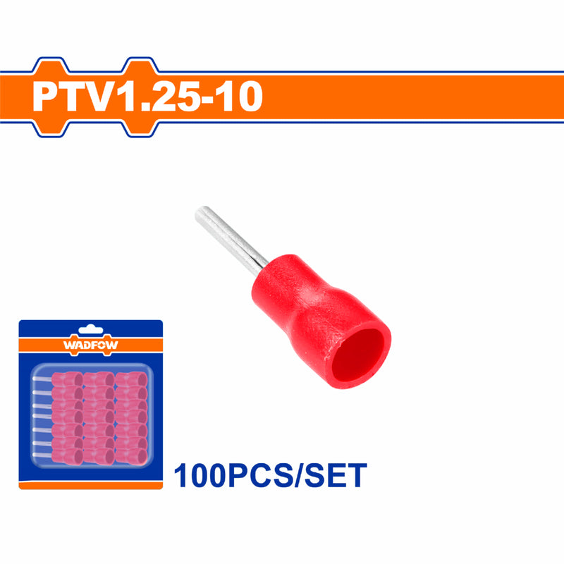 Terminales conectores para cables eléctricos PTV1.25-10 Set 100 pzas Color rojo Crimpado eléctrico.