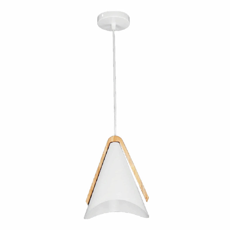 Lámpara Colgante Blanca Clásica 1XE27 Decoración Versátil de Metal y Madera 180x1235mm