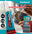 Crazy Glue (Carton De 12Pcs) Super Pegamento “Super Glue” Transparente, metacrilato 100% Pura. 3 gr