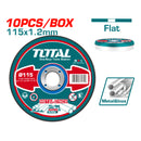 Kit en lata 10 discos corte metal 4 1/2"x1.2 mm x7/8" centro plano