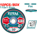 Kit en lata 10 discos corte metal 4 1/2"x1.2 mm x7/8" centro plano