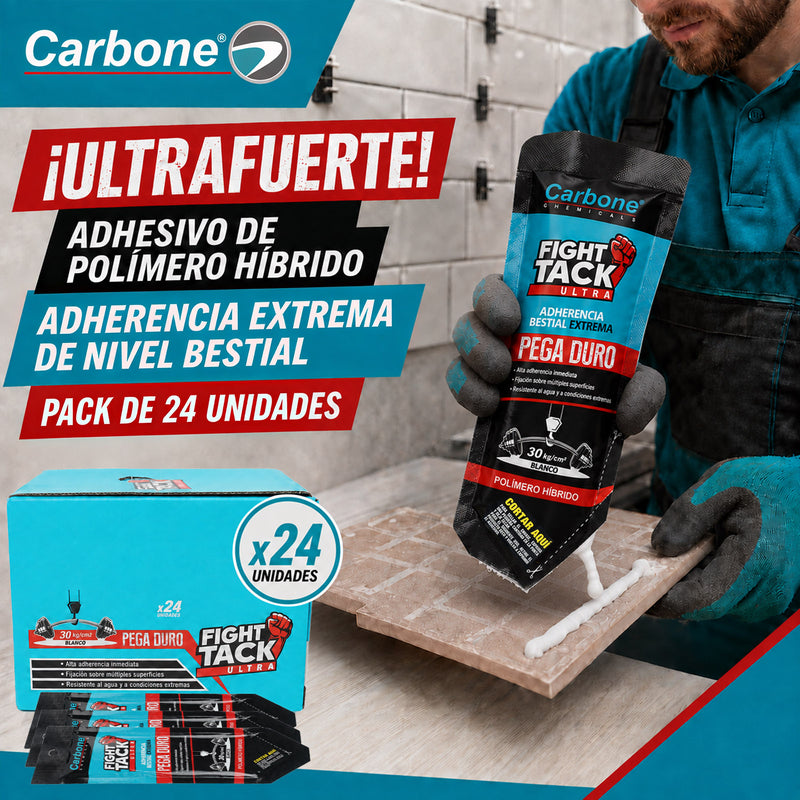 High Tack Carbone Fight Ultra Blanco, Agarre Inicial Inmediato 30kg/cm², Alta Viscosidad 30g Sobre