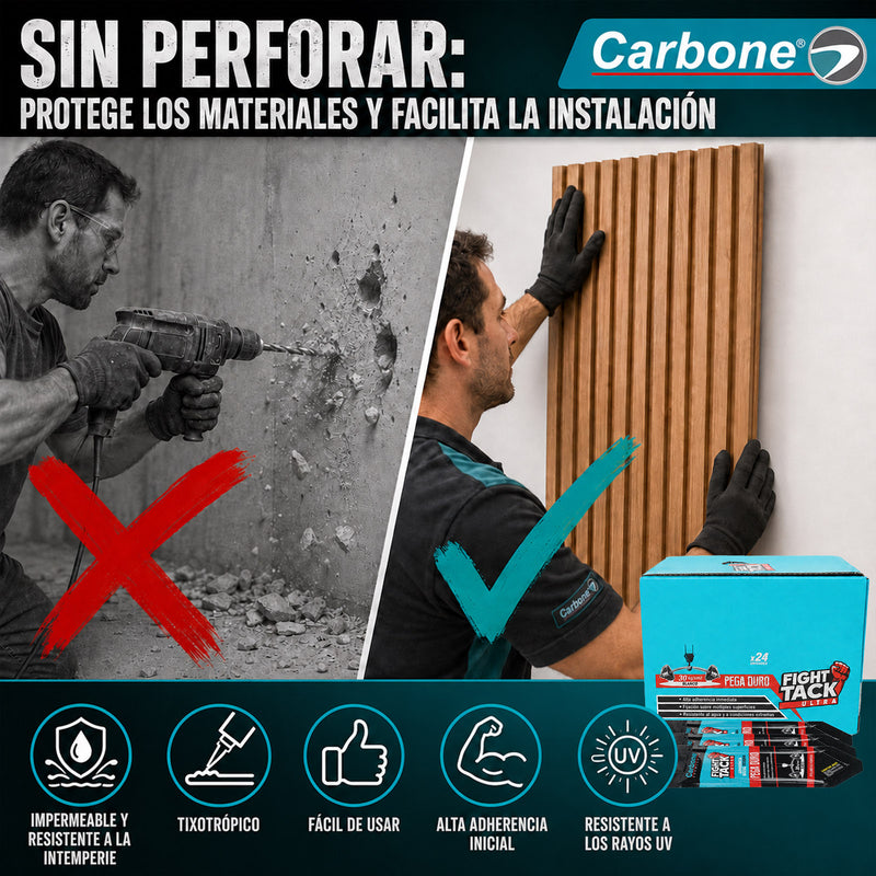 High Tack Carbone Fight Ultra Blanco, Agarre Inicial Inmediato 30kg/cm², Alta Viscosidad 30g Sobre