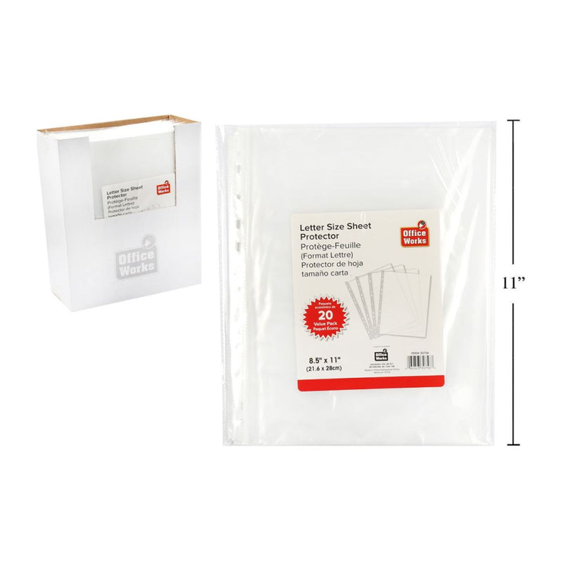 Protector de hojas de 20 pzs, 8.5 "x 11" pp bg w / lbl, 24
