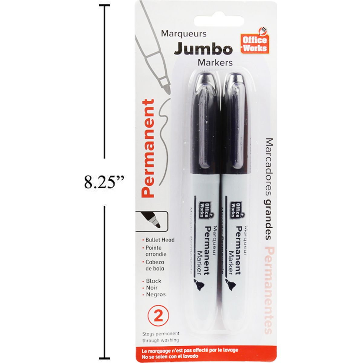 Marcador permanente Jumbo de 2 piezas Negro